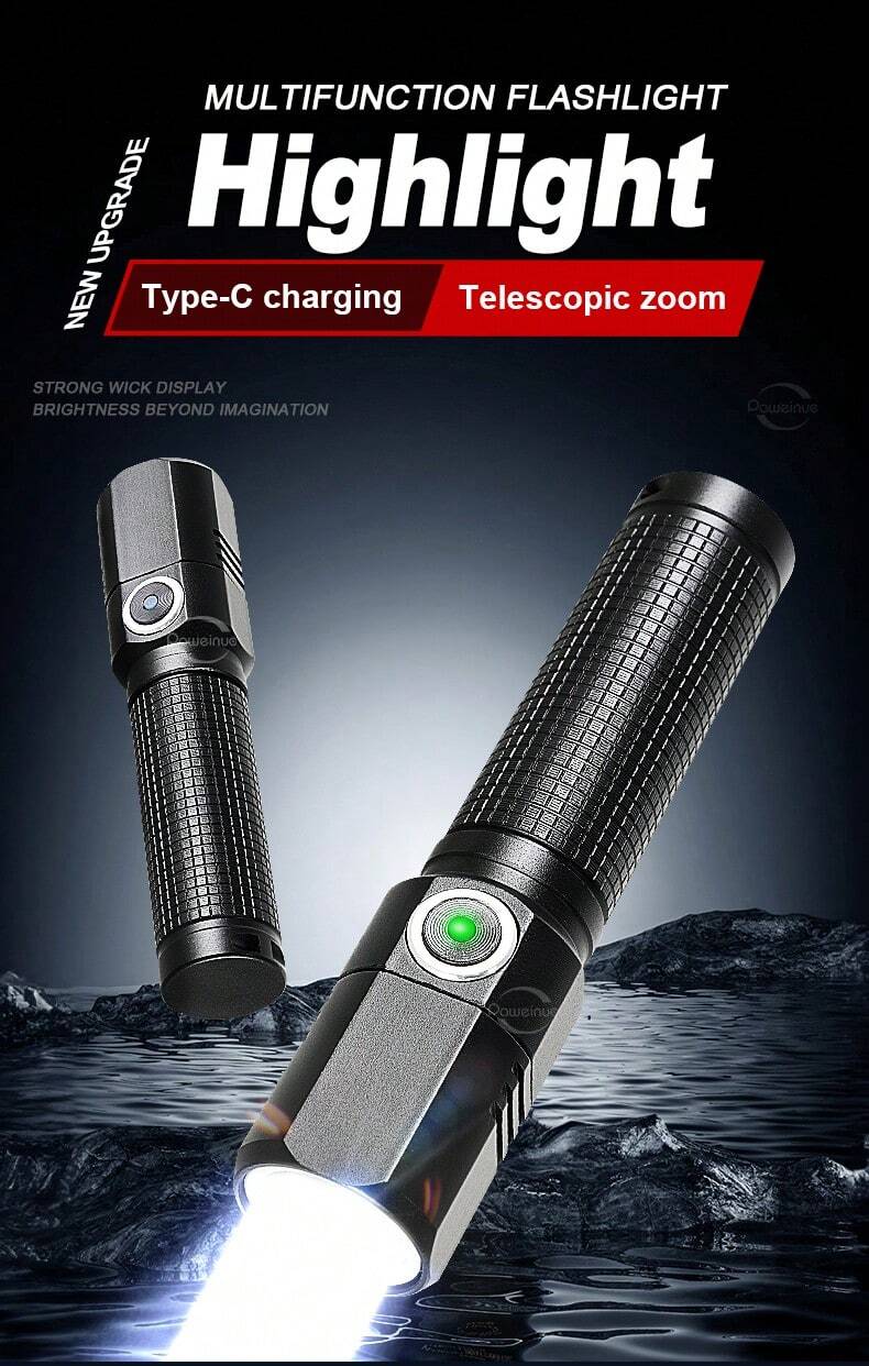 KunHe Confezione Da 5 Mini Torce LED Ricaricabili USB - Multifunzione Con Luce COB Laterale, Piccole E Potenti - 3