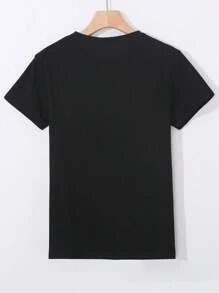 Unisex Black T-Shirt Printed Vintage 1972 Dec 70 - 黑色 - 查看 5