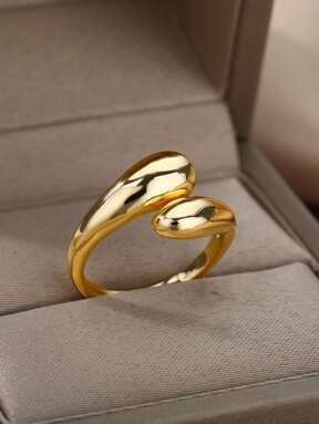 1 pieza Anillo ajustable de acero inoxidable con doble bola lisa, anillo de pareja para boda de mujer, regalo de joyería del Día de San Valentín, para mamá, madre, Día de la Madre
