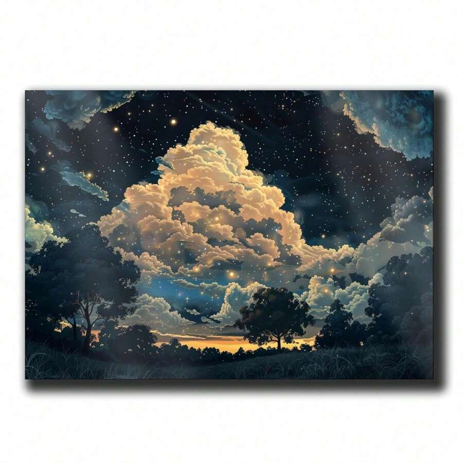 Moonlit Night Star Gazing, Vintage Print, Art Prints, Dark Academia, Classical Prints, Witchy Aesthetic, Poster Prints,Decor  Print - Framed - View 1