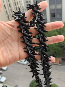 1pc Fashion Unisex Transparent Acrylic Geometric Spiked Chain Necklace With Stainless Steel Clasp, Suitable For Men's Daily Wear And Gift