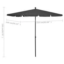 Garden Parasol Umbrella With 210x140 Cm Canopy In Anthracite Color Suitable For Patio Beach And Outdoor Use - Black - View 5