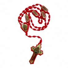 1 Stück handgefertigte katholische Halskette mit Anhänger, Kreuz, Medaille der Heiligen Jungfrau Maria, Schutz, Segen, katholischer Schmuck, Geschenkanhänger für Auto, Weihnachten, Halloween, für Männer und Frauen