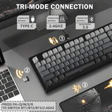 ATTACK SHARK M87 PRO Wireless Mechanical Gaming Keyboard,Hot Swappable Gasket RGB Custom Keyboard,Linear Switch&Side Printed PBT Keycaps,BT5.0/2.4Ghz/Type-C,5000mAh Battery For Win - đêm trăng sáng - Xem 1