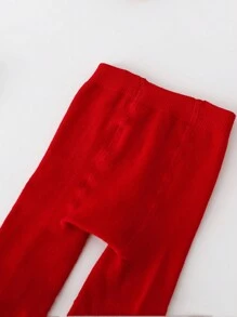 1pc Girls/Infants Red Christmas Leggings, Fashionable Tights Suitable For Christmas Holiday