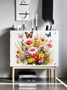 1 件花卉和蝴蝶马桶座贴纸 - 适用于陶瓷浴室表面的防水 PVC 贴花，不对称形状多用途墙贴艺术贴纸，适用于家居装饰 - 花卉和蝴蝶馬桶座貼花 - 查看 4