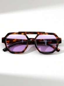 1 Pair Unisex Retro Punk Style Double-Bridge Pilot Fashion Glasses, Fashion Versatile For Riding, Beach, Vacation For Summer Beach Vacation,Outdoor,Travel - Multicolor - View 11