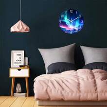 1 件 12 英寸电池供电静音石英玻璃挂钟，无滴答声，大号可读数字，装饰性现代艺术家居礼物，适合客厅、卧室、办公室 - 漸變紫 - 查看 2