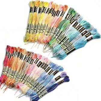 18 件/套绣花线彩虹渐变色十字绣线友谊手链编织线，适用于 DIY 缝纫