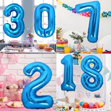 Balon Angka Warna-warni 40 Inci untuk Pesta Ulang Tahun, Acara Ulang Tahun Pusat Perbelanjaan, Dekorasi Peringatan - Biru - View 3