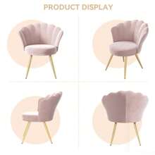 Nalupatio Velvet Accent Chair With Gold Metal Legs, Vanity Chair For Makeup Room, Upholstered Guest Chair For Living Room, Side Chair For Bedroom - Baby Pink - View 6