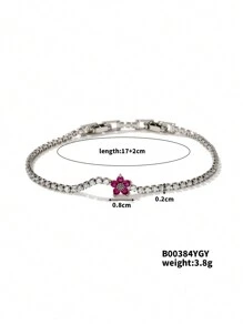 1 chiếc vòng tay rút thời trang thiết kế hình bông tuyết đính đá Rhinestone, thiết kế tối giản và thanh lịch - vòng tay hoa năm lá - Xem 10