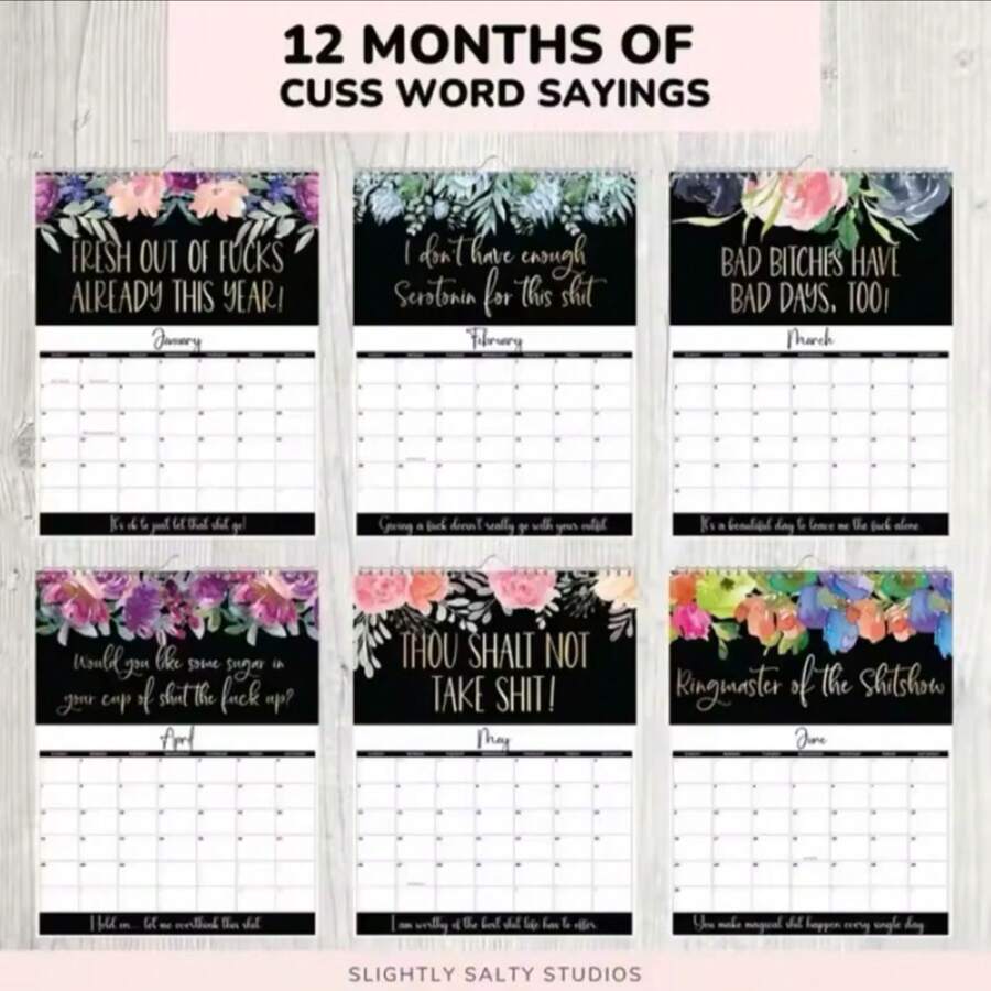 Wandkalender 2025 für erschöpfte Frauen aus Papier mit 12 lustigen