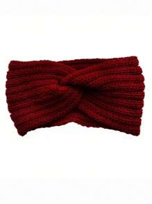 1pc Solid Color Knit Wide & Thick Autumn/Winter Knitted Headband For Women