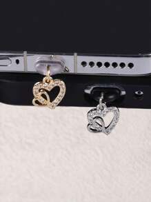 1pc Fashionable Luxury Heart-Shaped Phone Dust Plug, Suitable For Android Type-C And Compatible With IPhone Lightning Interface - Multicolor - View 2