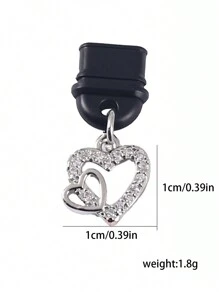 1pc Fashionable Luxury Heart-Shaped Phone Dust Plug, Suitable For Android Type-C And Compatible With IPhone Lightning Interface - Multicolor - View 6