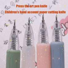 Cuchillo utilitario retráctil minimalista y creativo estilo Morandi, cuchilla de cortar papel de alta calidad simplificada para estudiantes, cuchillo de grabado de dibujos animados recargable, de vuelta a la escuela - Multicolor - Ver 1