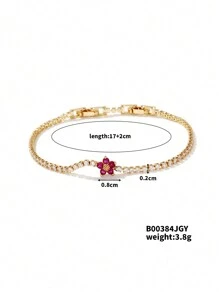 1 chiếc vòng tay rút thời trang thiết kế hình bông tuyết đính đá Rhinestone, thiết kế tối giản và thanh lịch - vòng tay hoa năm lá - Xem 9