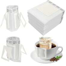 50pcs Portable Coffee Filter Paper Bags, Disposable Drip Hang Ear Coffee Bags, Single Cup Coffee Filter Bags, Suitable For Festival Prayer, Celebration, Travel, Camping, Home & Office Back To School
