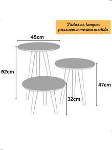 Inaugurates Furniture Side Table And Round Coffee Table Tripod With Toothpick Legs Retro Classic Kit With 3 Units - 鏽棕色 - 查看 5
