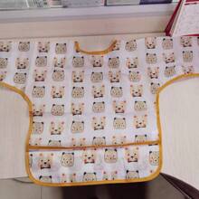 1pc Waterproof Cartoon Bear Printed Baby Bib With Reverse Wear Design For Boys And Girls - Brown - View 5