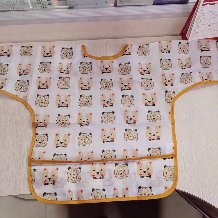 1pc Waterproof Cartoon Bear Printed Baby Bib With Reverse Wear Design For Boys And Girls - Brown - View 4