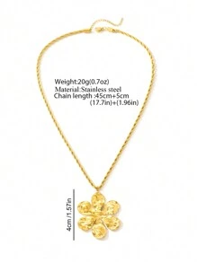 Aomogo 1 chiếc vòng cổ bằng thép không gỉ họa tiết hoa thanh lịch cổ điển Châu Âu & Mỹ INS, quà tặng trang sức hợp thời trang cho phụ nữ - vòng cổ - Xem 3