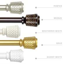 ETeckram 5/8" Window Double  Curtain Rod With Vieve Finials --28''- 48'', 48"-84", 84"-120" (Pewter, Gold, Weathered White,Bronze Gold) - Vàng đồng - Xem 5
