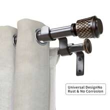 ETeckram 5/8" Window Double  Curtain Rod With Vieve Finials --28''- 48'', 48"-84", 84"-120" (Pewter, Gold, Weathered White,Bronze Gold) - Vàng đồng - Xem 4