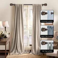 ETeckram 5/8" Window Double  Curtain Rod With Vieve Finials --28''- 48'', 48"-84", 84"-120" (Pewter, Gold, Weathered White,Bronze Gold) - Vàng đồng - Xem 3