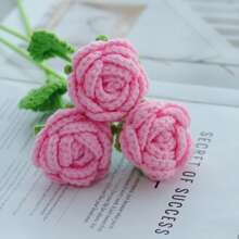 1/3/6/10pcs Handmade Crochet Rose Flowers, Decorative Flowers, Artificial Flowers, Yarn Flowers. Home Decor For Dining Room, Living Room, Bedroom, Wedding, Party. DIY Bouquet Suitable For Her Gift, Mother's Gift, Teacher's Gift, Creative Present. Suitable For Spring/Summer Decor, New Year, Valentine's Day, Birthday, Easter Decor Or Gift - Pink - View 11