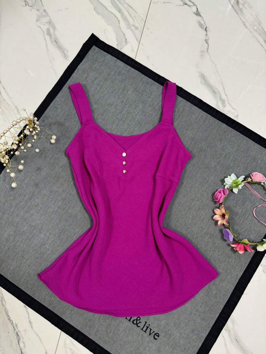 Women's Fashion Tank Top - Màu Hoa hồng đỏ - Xem 1