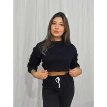 Moletom de frio feminino cropped curto moda blogueirinha