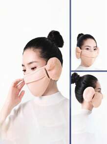 Mùa đông ấm áp ngoài trời leo núi du lịch bịt tai ấm áp cho phụ nữ cộng với lông cừu dày bảo vệ tai mặt nạ đi xe đạp 2 trong 1 chống gió mặt nạ đi xe đạp nam - Nhiều màu - Xem 5