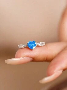 1 Stück S925 Sterling Silber Ring mit herzförmigem Zirkonia, Kreuz-Twist-Armdesign, modisch, vintage, elegant, einzigartig, ideales Geschenk für Freundin/Ehefrau, Hochzeit, Feiertagsparty, Valentinstag, hochwertiger Schmuck für Frauen