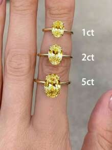 1ct/2ct/5ct Shiny Oval Engagement Ring/Wedding Ring, 925 Sterling Silver, Women's Promise Ring/Eternity Ring, Exquisite Jewelry Gift - Gold - View 8