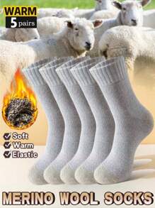5pcs/1 Upgraded Set Thick, Warm, Breathable & Odor-Resistant Crew Socks For Men & Women, Comfortable For Daily Life, Sports & Extreme Cold Weather