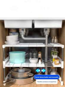 1 szt. 1/2 warstw elastyczny pionowy stojak do przechowywania, rama nośna ze stali nierdzewnej, panel plastikowy, regulowany rozmiar długości, nadaje się do przechowywania w kuchni, przechowywania w domu, przechowywania w akademiku, przechowywania przyborów kuchennych, dekoracji pokoju, nadaje się do kuchni, restauracji, imprezy, kempingu, spotkania, prezentu dla przyjaciół, prezentu dla rodziny