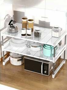 1 szt. 1/2 warstw elastyczny pionowy stojak do przechowywania, rama nośna ze stali nierdzewnej, panel plastikowy, regulowany rozmiar długości, nadaje się do przechowywania w kuchni, przechowywania w domu, przechowywania w akademiku, przechowywania przyborów kuchennych, dekoracji pokoju, nadaje się do kuchni, restauracji, imprezy, kempingu, spotkania, prezentu dla przyjaciół, prezentu dla rodziny