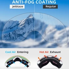 JetBlaze Gafas de esquí, gafas de esquí para hombres y mujeres, gafas para usuarios de gafas, gafas de snowboard para adultos, OTG, UV400, compatibles con casco protector, lente esférica antivaho, lente reflectante