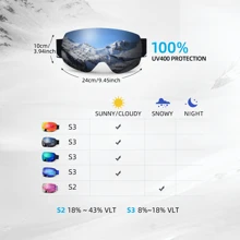 JetBlaze Gafas de esquí, gafas de esquí para hombres y mujeres, gafas para usuarios de gafas, gafas de snowboard para adultos, OTG, UV400, compatibles con casco protector, lente esférica antivaho, lente reflectante