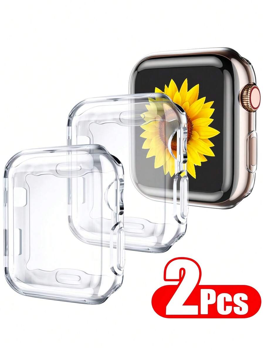 2 件装透明边框保护壳，兼容 Series 10/9/SE/8/7/6/5/4（40mm/41mm/44mm/45mm/42mm/46mm）。全包式透明保护壳，TPU 高清超薄外壳，高灵敏度软质高清屏幕保护膜，全方位防摔。 - 無色 - 查看 1