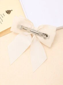 1pc Fashionable White Bow Hair Clip, Large Size Hair Accessories Suitable For Daily Wear And Christmas Claw Clips Hair Claws Hair Barrettes