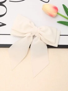 1pc Fashionable White Bow Hair Clip, Large Size Hair Accessories Suitable For Daily Wear And Christmas Claw Clips Hair Claws Hair Barrettes