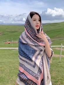 Scarf Shawl Large Beach Sunscreen Scarf 186*88cm - Màu Khaki - Xem 5