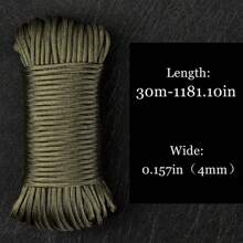Green Nylon Rope, 1181.10 Inch High-Strength Nylon Rope, Used For Camping, Survival, Fishing, And Hiking - Army Green - View 1