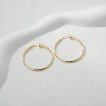 1 对简约 925 纯银螺旋双圈耳环，适合女性日常佩戴 - 銀色 - 查看 9