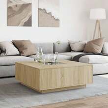 VidaXL Coffee Table With Infinity LED Sonoma Oak 100x100x40 Cm