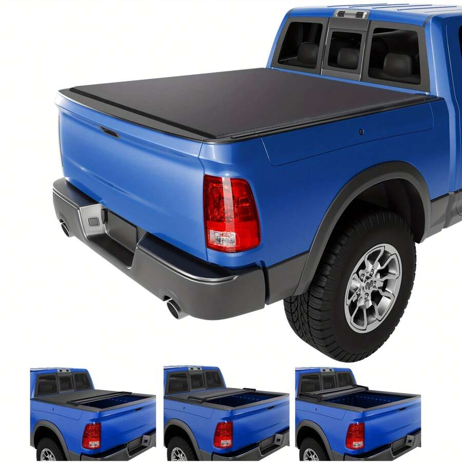 Funda de cama de camioneta plegable cuádruple suave, compatible con Dodge Ram 1500 2009-2023 (incluye modelos clásicos y nuevos)/Dodge Ram 2500 3500 2003-2023, caja de 5,7 pies/6,4 pies sin Rambox - 5.7FT - Ver 1
