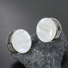 2 件圆形海螺 316 不锈钢耳塞 耳洞穿孔 女士身体饰品 耳塞 拉伸器 一对出售 - 多色 - 查看 21